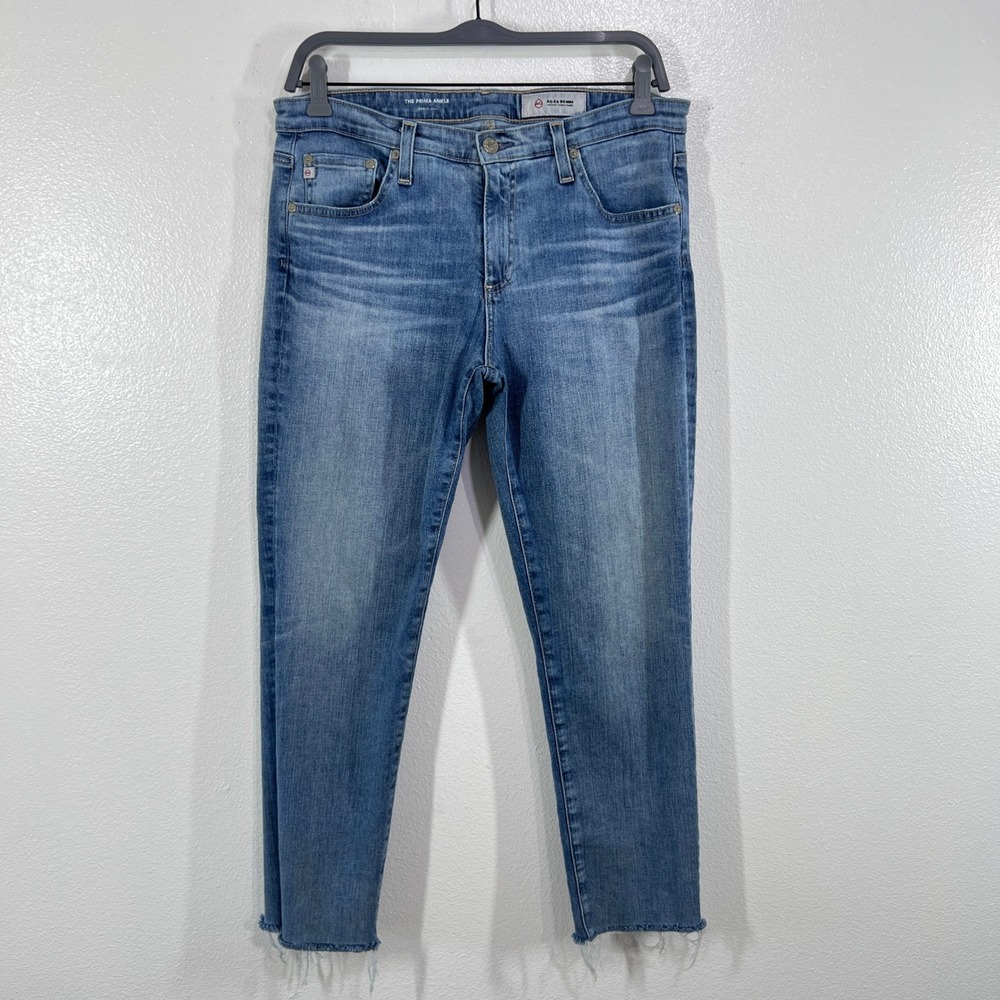 AG Adriano Goldschmied‎ Prima Ankle Jeans Womens 31R Slim Straight Raw Hem  Blue - Picture 2 of 9